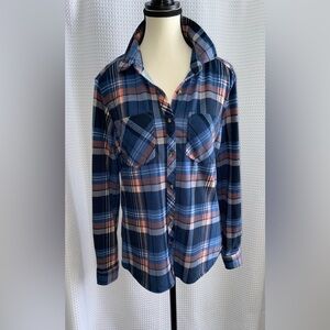 Women’s Tattoo plaid stretchy flannel buttoned shirt‎ size small